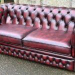 Antique Style Oxblood Leather Chesterfield 3 Seater Sofa