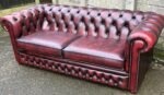 Antique Style Oxblood Leather Chesterfield 3 Seater Sofa