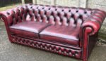 Antique Style Oxblood Leather Chesterfield 3 Seater Sofa - Image 2