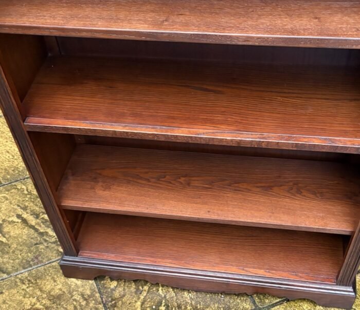 Old Charm Solid Oak Bookcase Tudor Brown Adjustable Shelves - Image 4