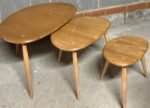 Vintage Ercol Pebble Nest of Coffee Tables Solid Elm & Beech - Image 3