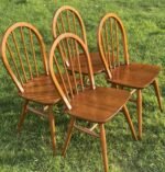 Set of 4 Retro Ercol Dining Chairs Small Solid Elm and Beech