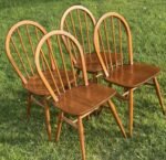 Set of 4 Retro Ercol Dining Chairs Small Solid Elm and Beech - Image 4