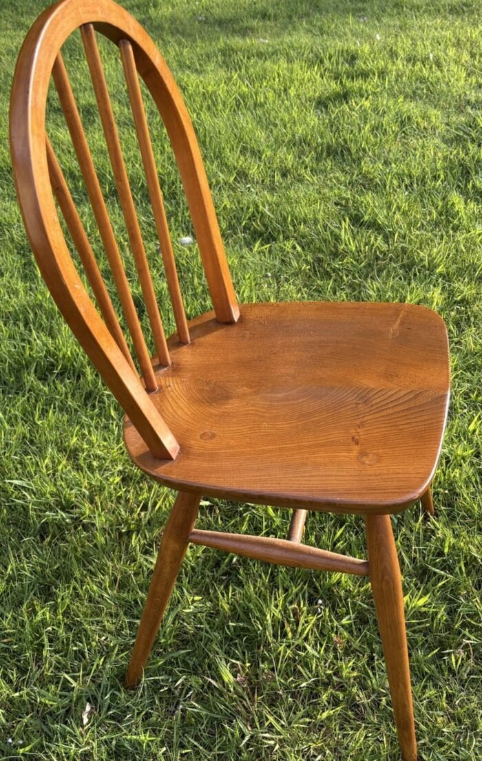 Set of 4 Retro Ercol Dining Chairs Small Solid Elm and Beech - Image 5