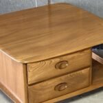 Fine Retro Ercol Pandora’s Box TV Cabinet Coffee Table Vintage Solid Elm