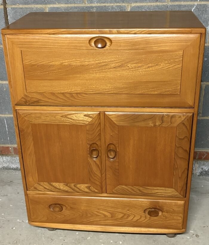FINE ERCOL WRITING BUREAU DESK CABINET - Image 3