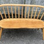 Very Rare Early Ercol Love Seat Bench Solid Elm & Beech