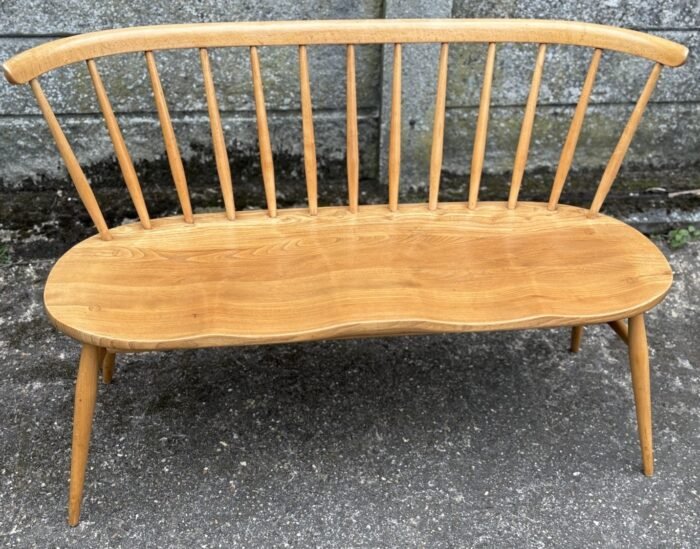 Very Rare Early Ercol Love Seat Bench Solid Elm & Beech - Image 4