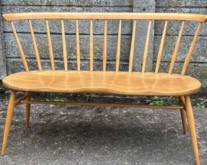 Very Rare Early Ercol Love Seat Bench Solid Elm & Beech - Image 5