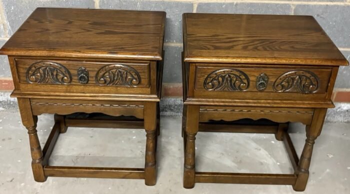 Modern Old Charm Oak Lamp Tables - Image 2