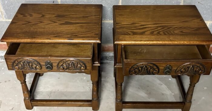 Modern Old Charm Oak Lamp Tables - Image 4