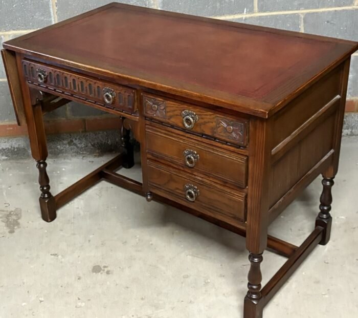 Small Old Charm Solid Oak Extending Writing Desk - Image 4