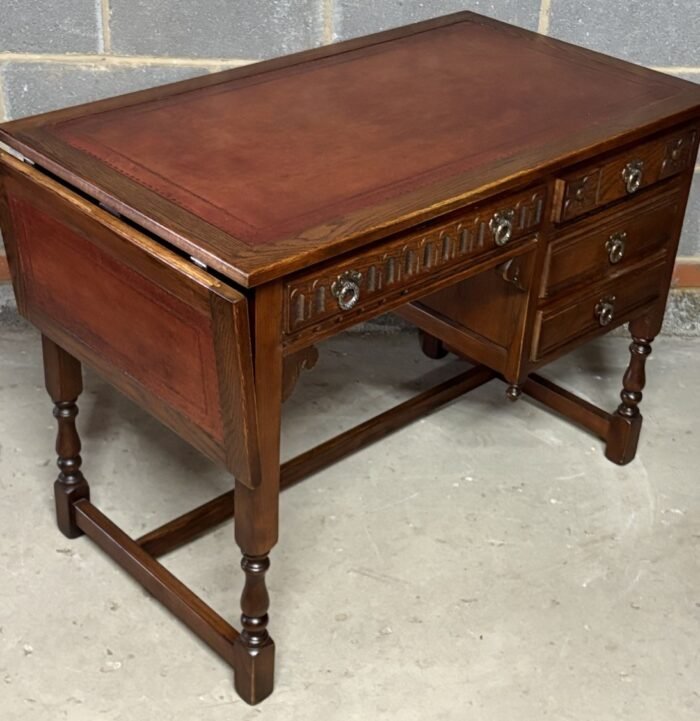 Small Old Charm Solid Oak Extending Writing Desk - Image 5