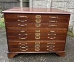 Very Rare Antique Oak Arts & Crafts 9 Drawer Plan Chest