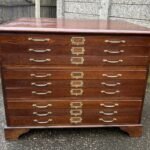 Very Rare Antique Oak Arts & Crafts 9 Drawer Plan Chest