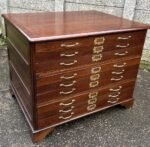 Very Rare Antique Oak Arts & Crafts 9 Drawer Plan Chest - Image 2