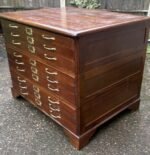 Very Rare Antique Oak Arts & Crafts 9 Drawer Plan Chest - Image 4
