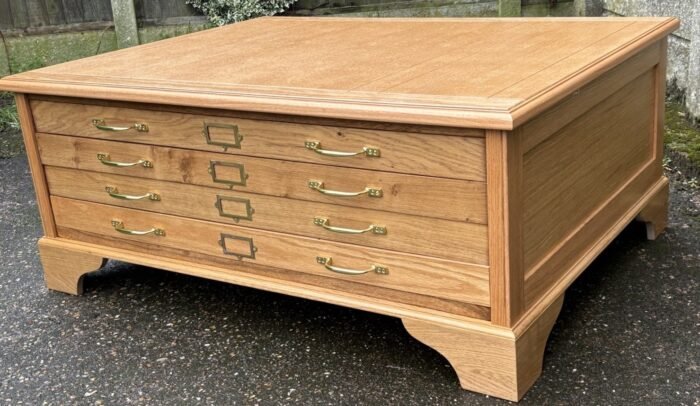 Rare Large Arts & Crafts Oak Plan Chest Coffee Table - Image 3