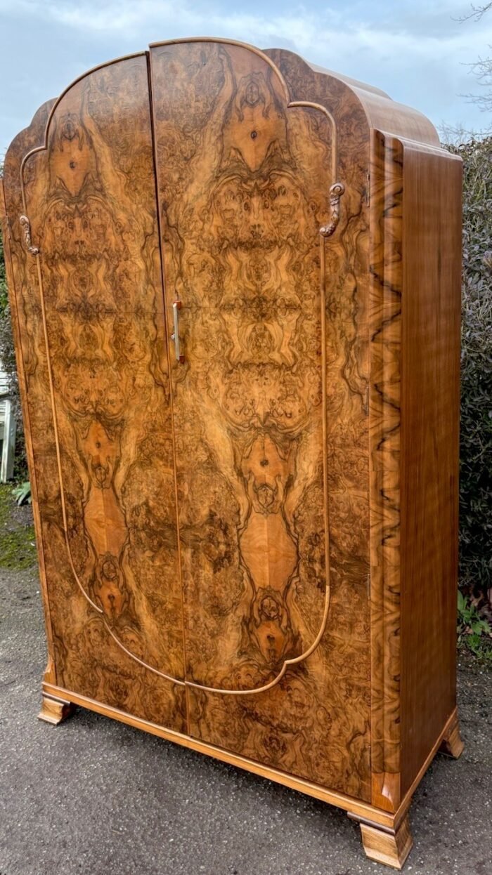 Superb Walnut Art Deco 2 Door Wardrobe - Image 2