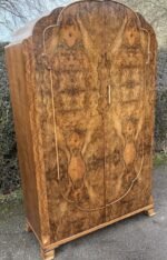 Superb Walnut Art Deco 2 Door Wardrobe - Image 3