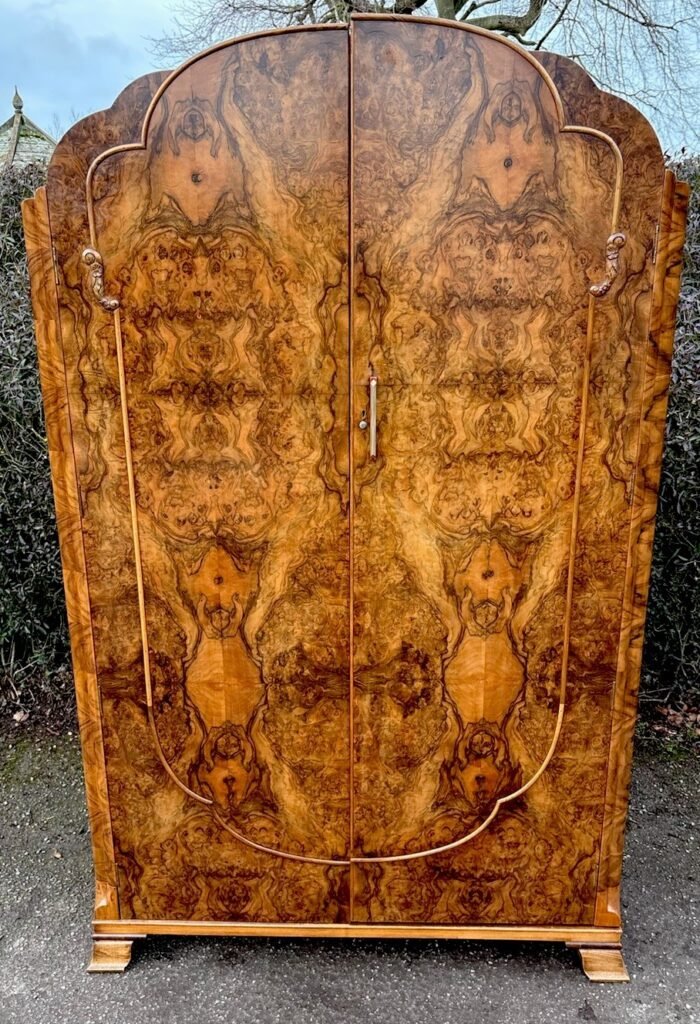 Superb Walnut Art Deco 2 Door Wardrobe - Image 5