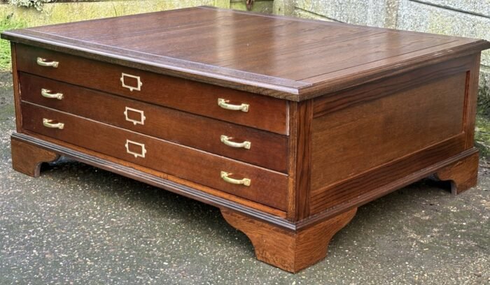Rare Large Arts & Crafts Oak Plan Chest Coffee Table - Image 3