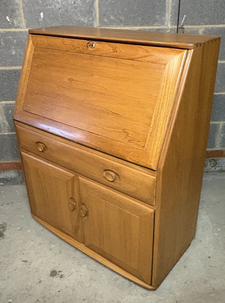 s-l1600-532.jpg Very Clean Modern Ercol Writing Bureau Desk Cabinet - Image 1