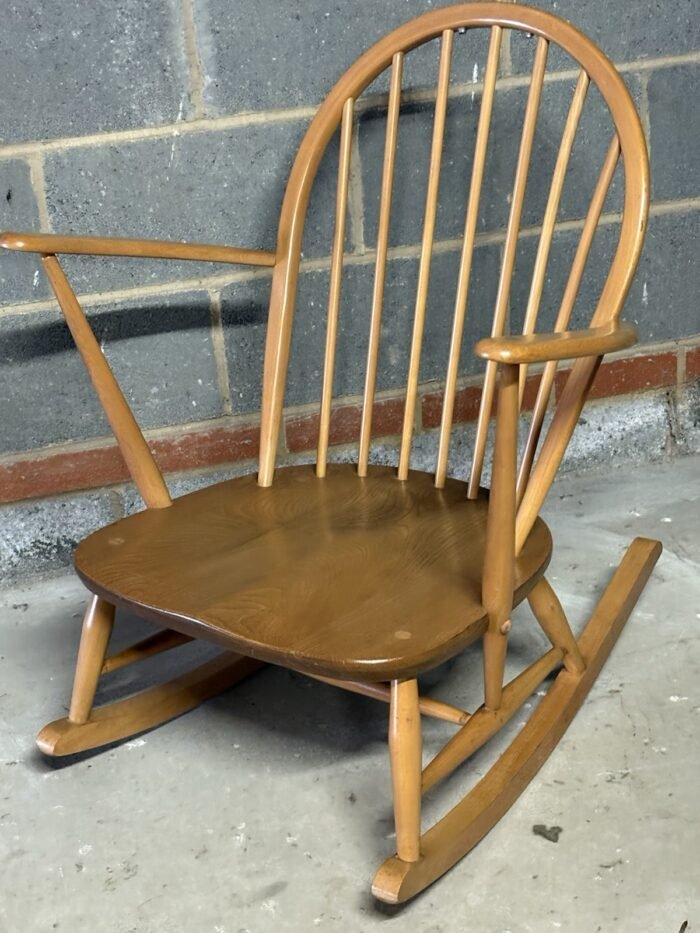 FINE RETRO ERCOL GRANDFATHER ROCKING ARMCHAIR - Image 2