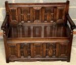 SOLID CARVED OAK OLD CHARM MONKS BENCH