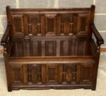 SOLID CARVED OAK OLD CHARM MONKS BENCH - Image 2