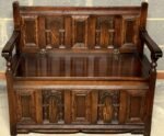 SOLID CARVED OAK OLD CHARM MONKS BENCH - Image 5
