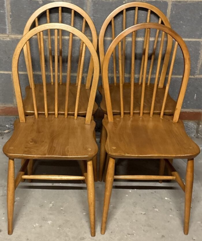 SET OF 4 SMALL RETRO ERCOL DINING CHAIRS - Image 3