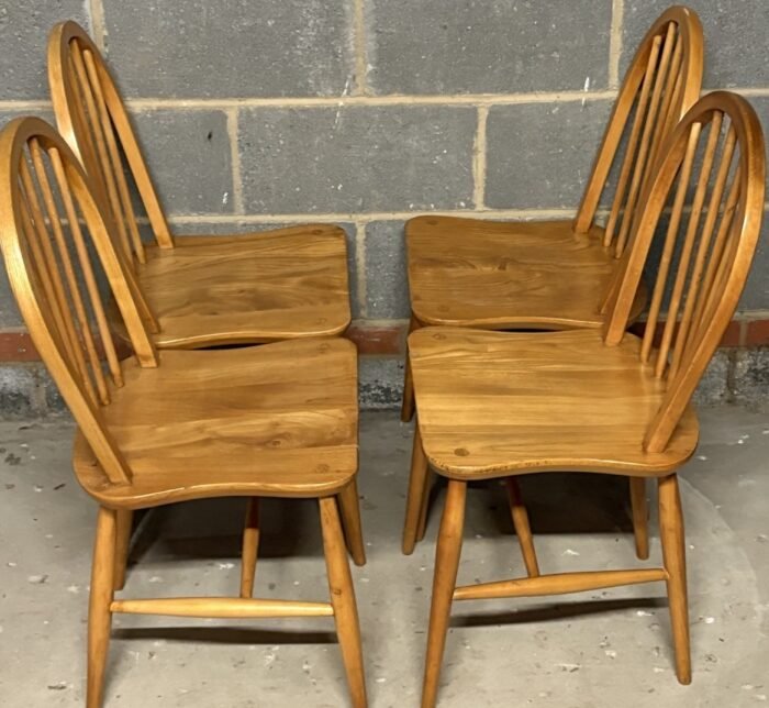 SET OF 4 SMALL RETRO ERCOL DINING CHAIRS - Image 4