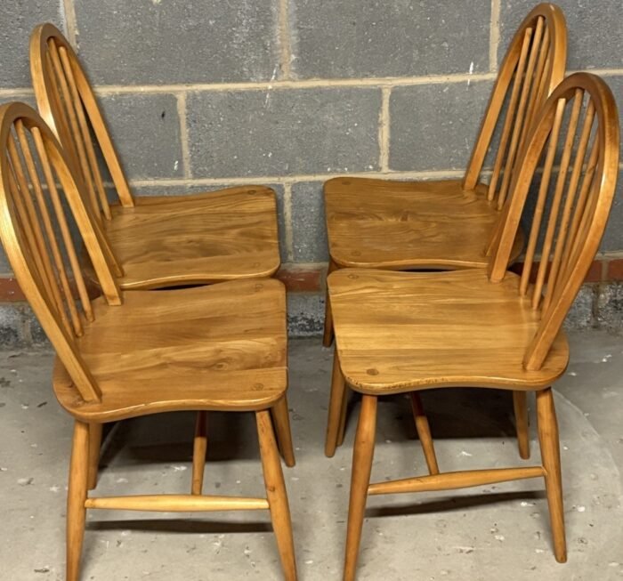 SET OF 4 SMALL RETRO ERCOL DINING CHAIRS - Image 5