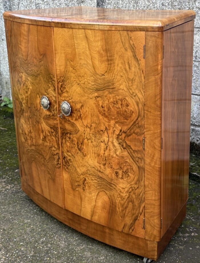 VERY RARE ART DECO WALNUT DRINKS COCKTAIL CABINET MINT - Image 2