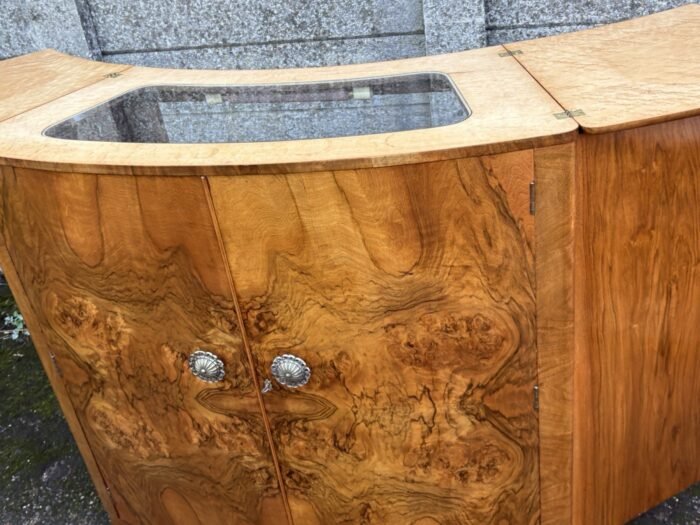 VERY RARE ART DECO WALNUT DRINKS COCKTAIL CABINET MINT - Image 4