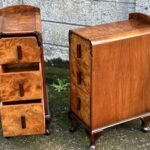 SUPERB PAIR OF ART DECO WALNUT BEDSIDE CHESTS AMAZING VENEERS