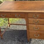 SUPERB SMALL OAK ARTS AND CRAFTS WRITING DESK 2 MAN