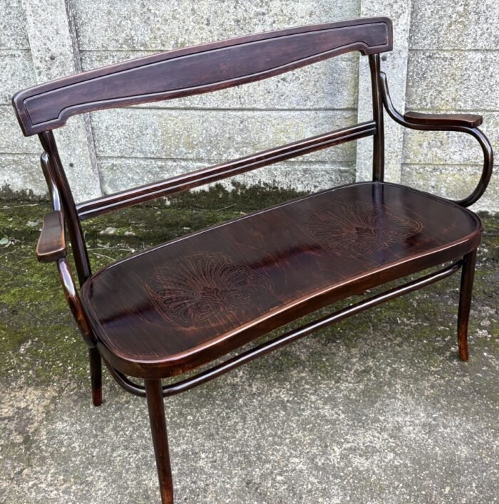 Rare Antique Thonet Bentwood 2 Seater Bench & Two Armchairs Early 20th Century - Image 2