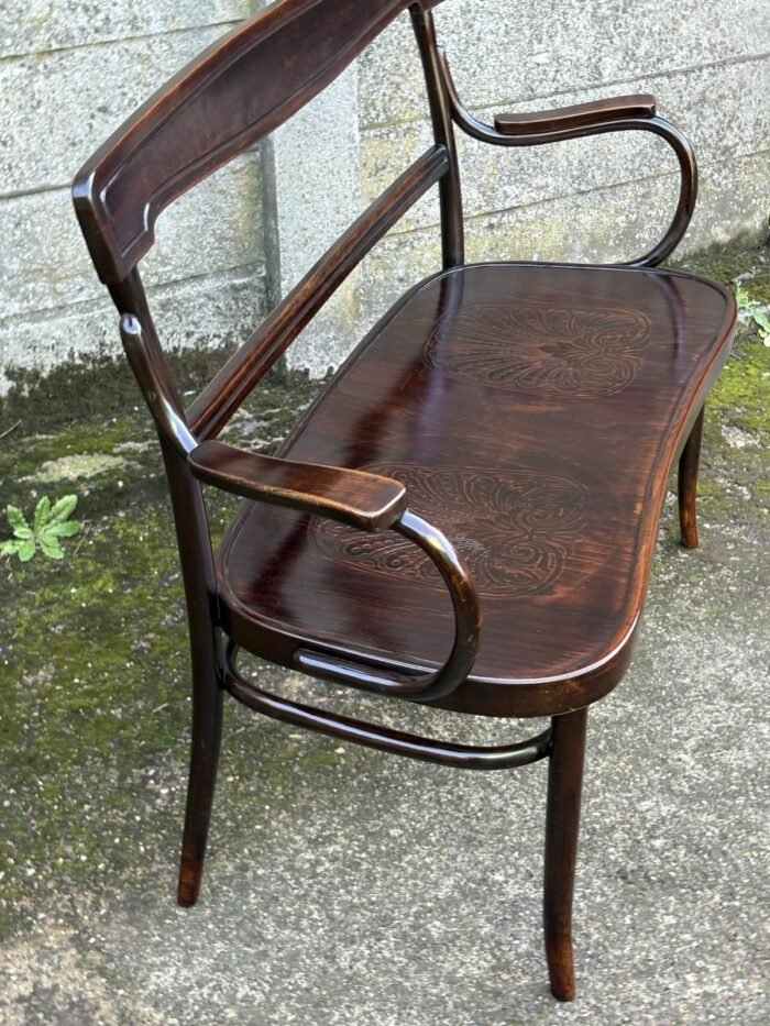 Rare Antique Thonet Bentwood 2 Seater Bench & Two Armchairs Early 20th Century - Image 4