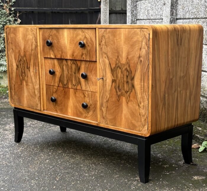 Rare Art Deco Walnut Sideboard Stunning Veneers - Image 2