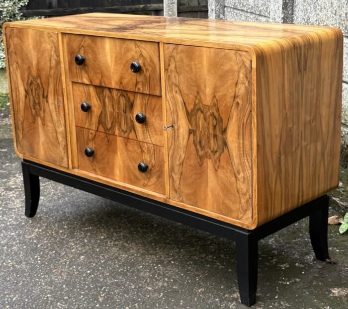 Rare Art Deco Walnut Sideboard Stunning Veneers - Image 3