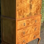 Superb Walnut Art Deco Tallboy Cabinet