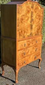 Superb Walnut Art Deco Tallboy Cabinet