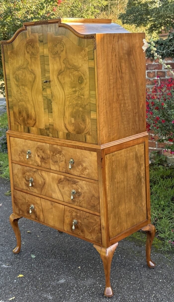 Superb Walnut Art Deco Tallboy Cabinet - Image 3