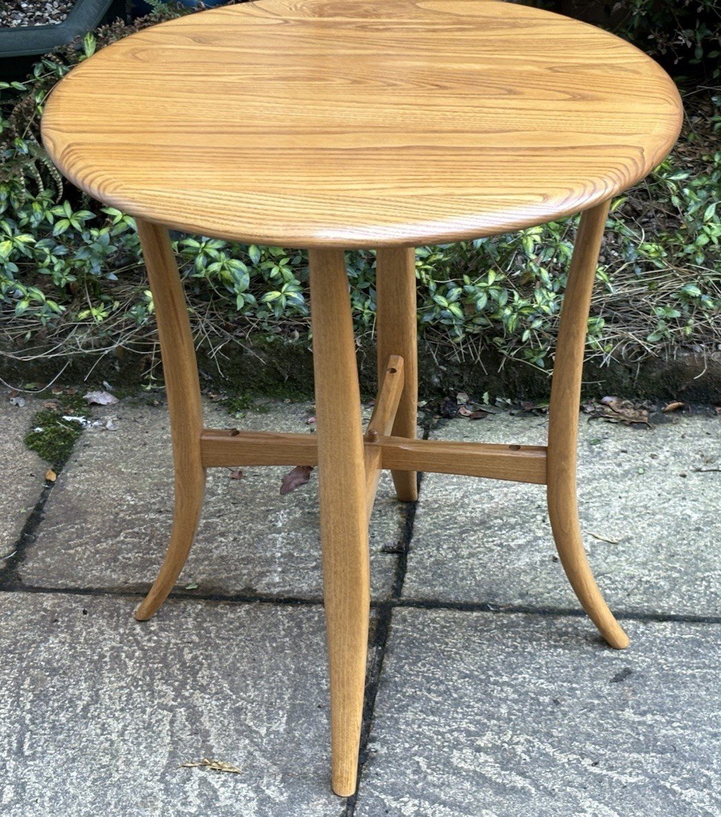 s-l1600-793.jpg Modern Ercol Lamp Table Solid Ash Circular Coffee Table - Image 1