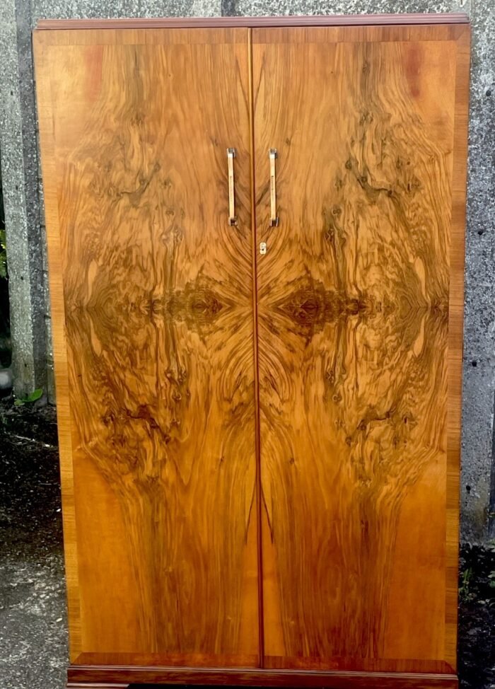 QUALITY WALNUT ART DECO TALLBOY COMPACTUM WARDROBE - Image 2