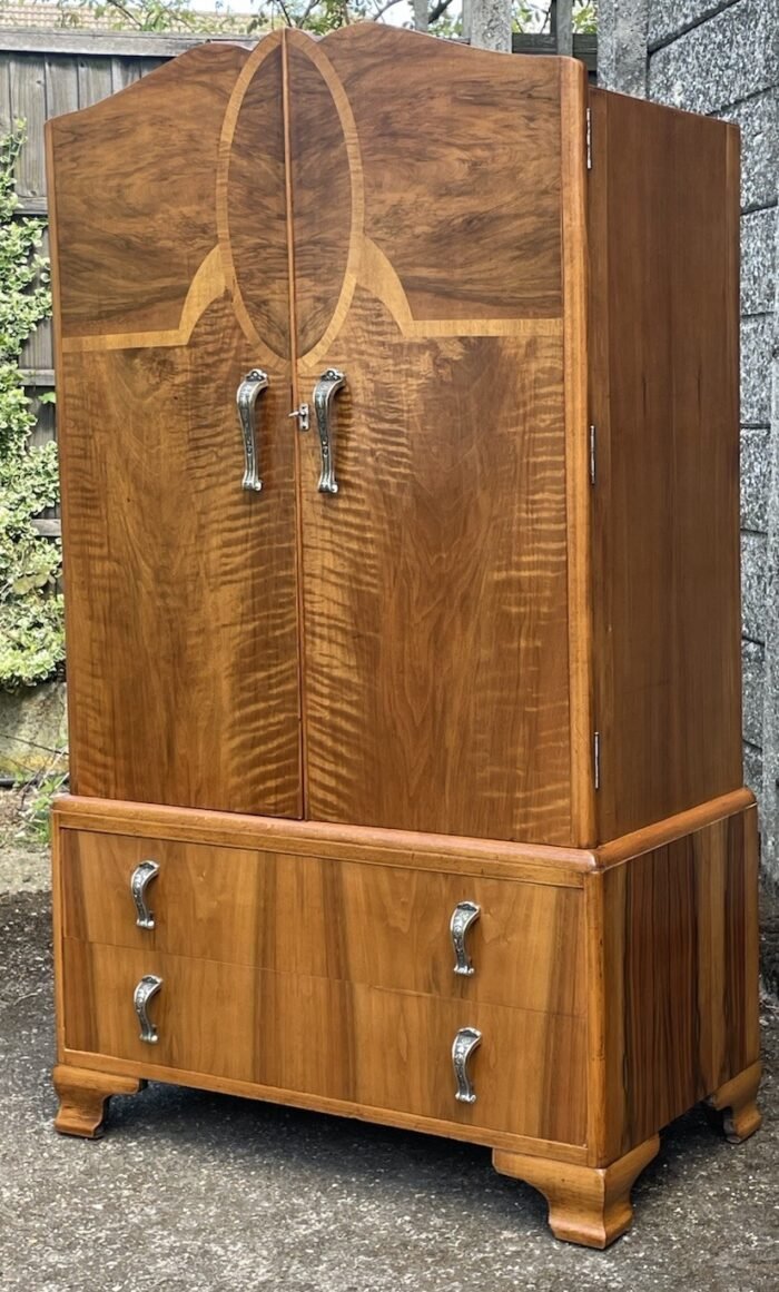 Art Deco Walnut Tallboy Cabinet - Image 2