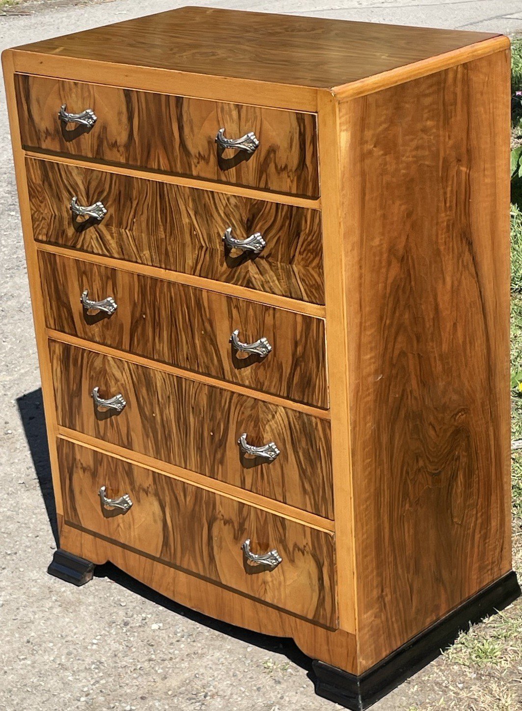 s-l1600-877.jpg Superb Walnut Art Deco Chest of Drawers - Image 1