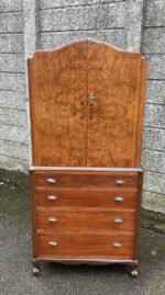 Walnut Art Deco Tallboy Cabinet